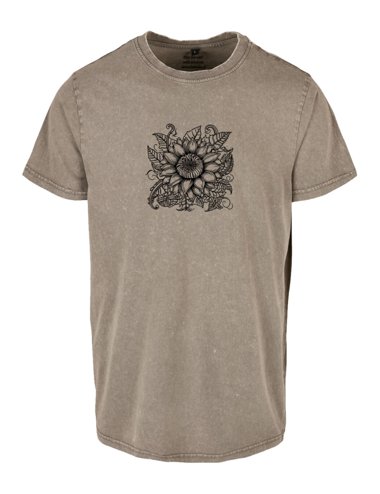 Sun Flower Acid Washed Dark Khaki, Tee
