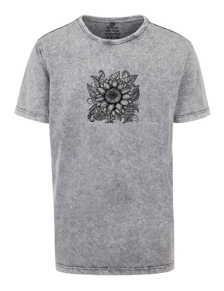 Sun Flower Acid Washed Grey Black, Tee