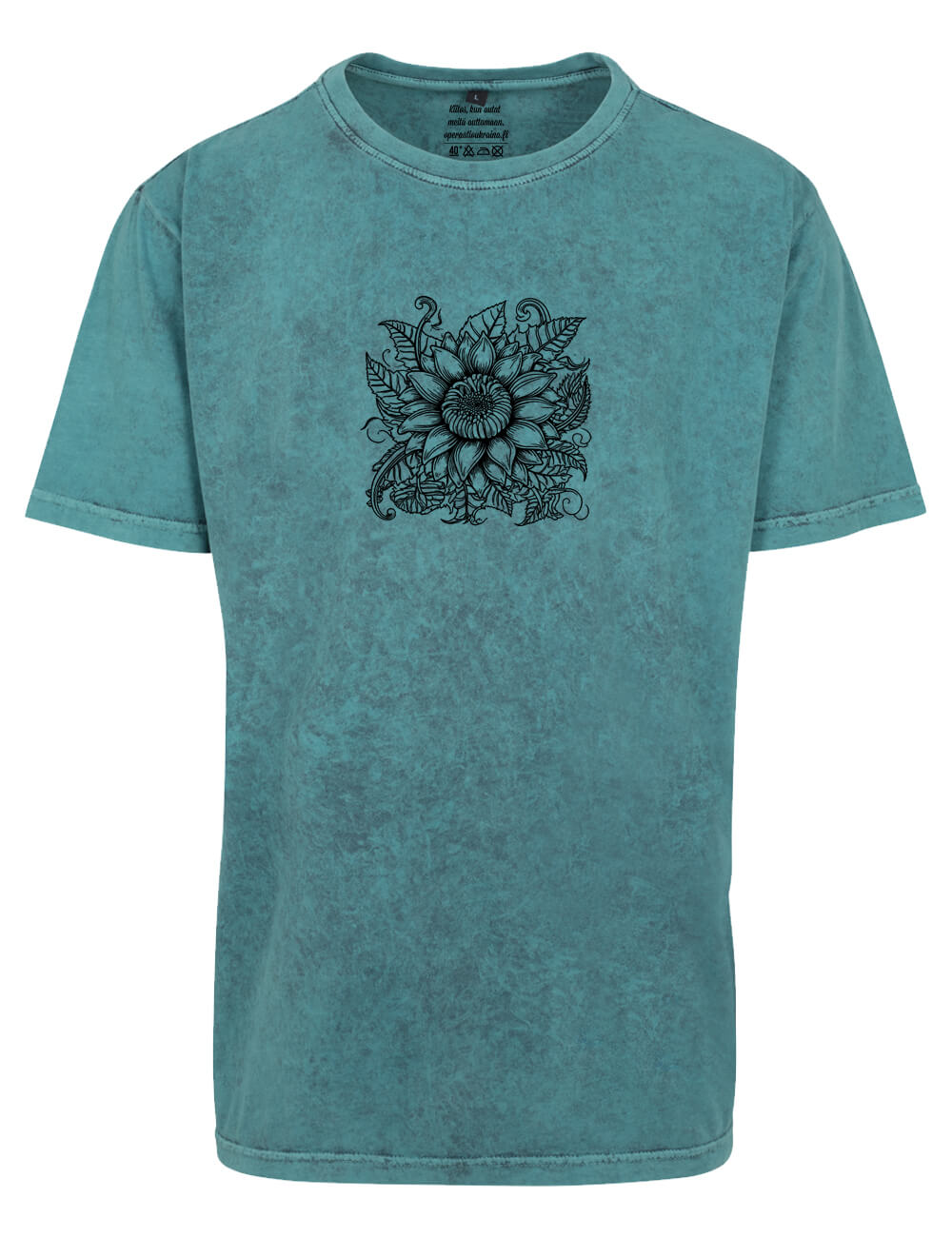 Sun Flower Acid Washed Teal Black, Tee