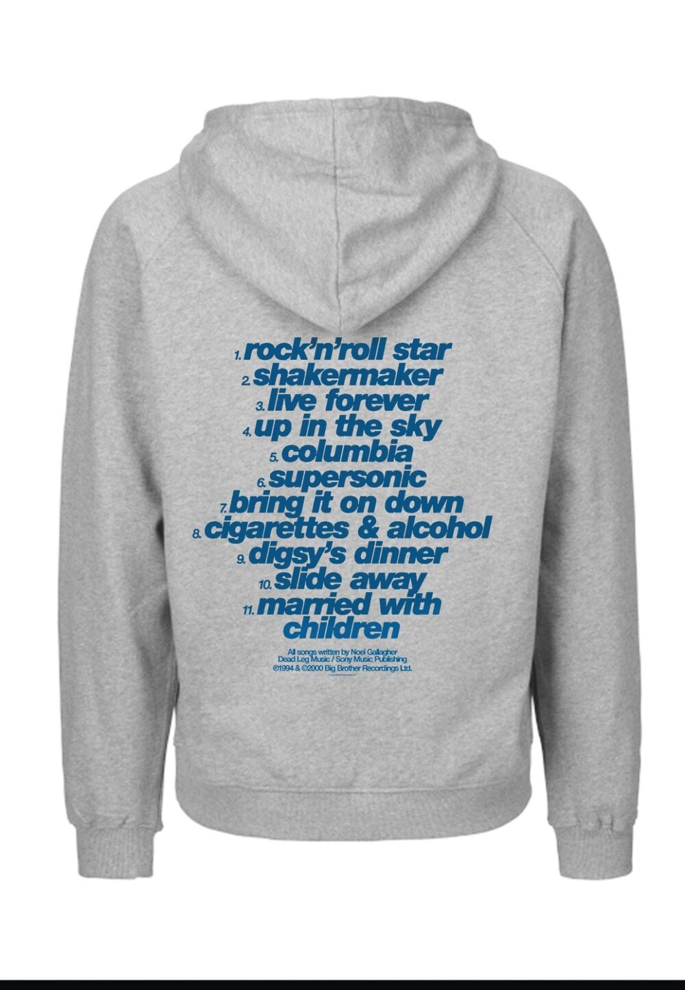 Oasis- Definitely Maybe Tracklistning Zip-up Huppari